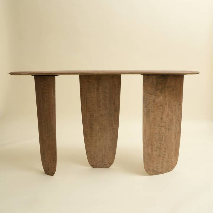 Solid Mango Wood Console Table – Modern Sculptural Hallway & Entryway Table | Brown