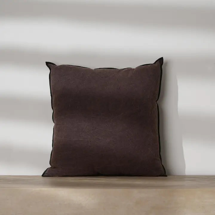 Handmade Cotton & Linen Cushion Cover – Beige, Brown & Green