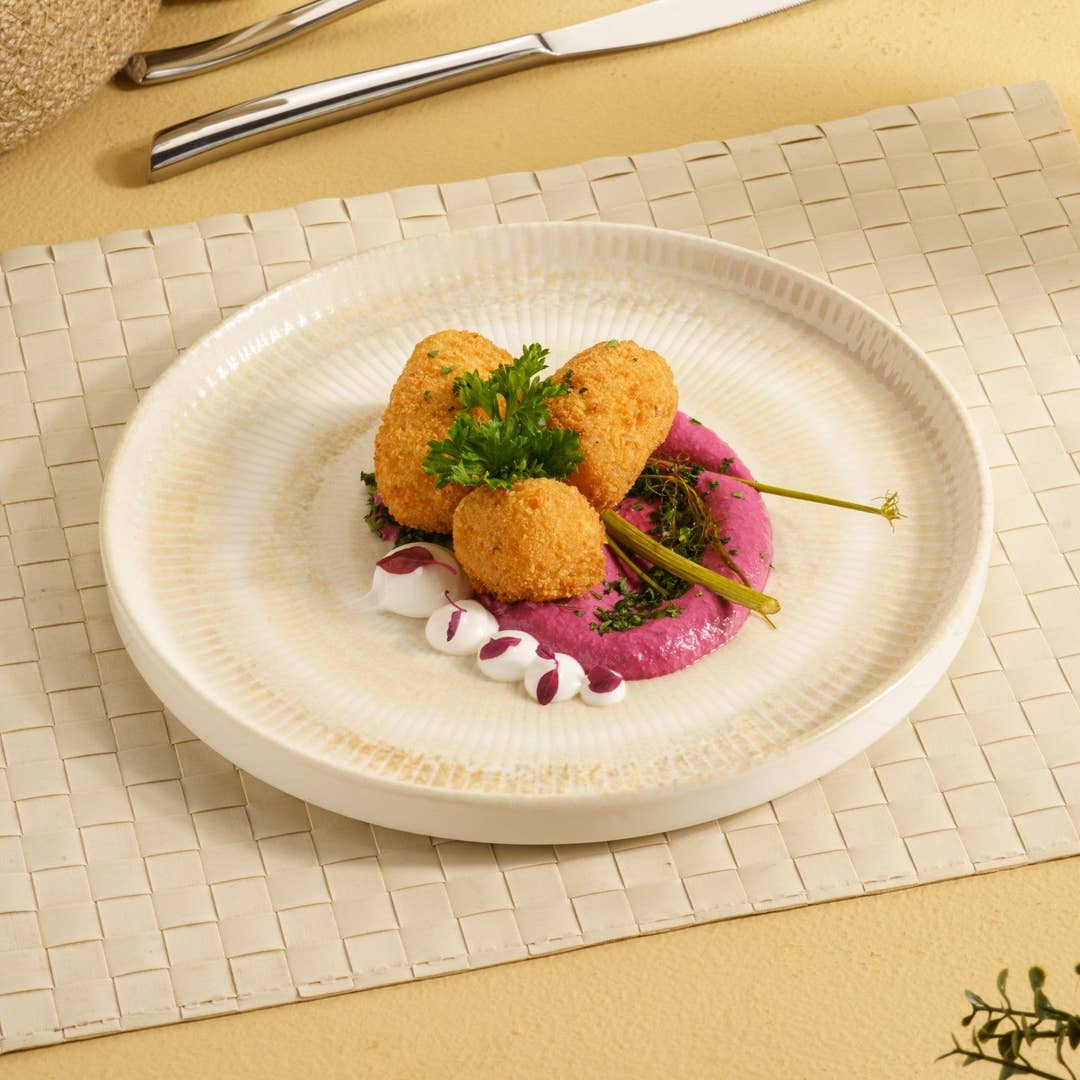Paros Shell Sand Short Rim Stackable Porcelain Plate 25cm – Set of 4 | Professional Hospitality Tableware