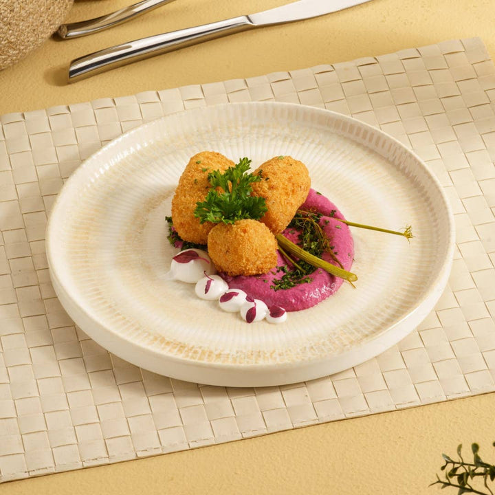 Paros Shell Sand Short Rim Stackable Porcelain Plate 21 cm – Set of 4 | Fine Porcelain Dinner Plate