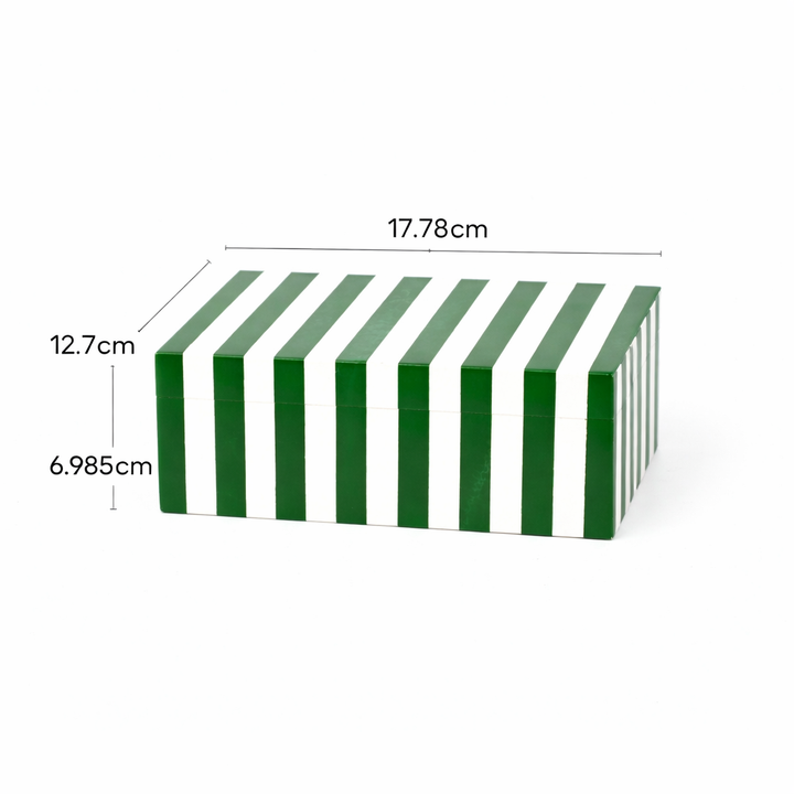 Green Striped Resin Storage Box Modern MDF Decor Organizer