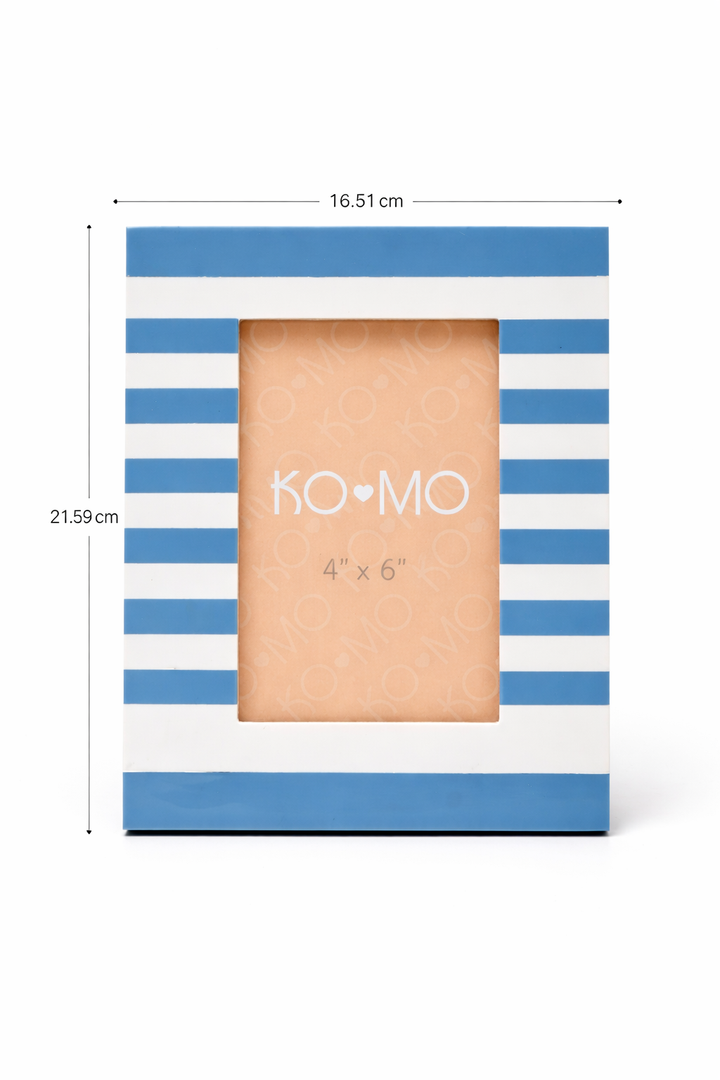 Blue Striped Resin Photo Frame 4x6 Inch Modern Tabletop