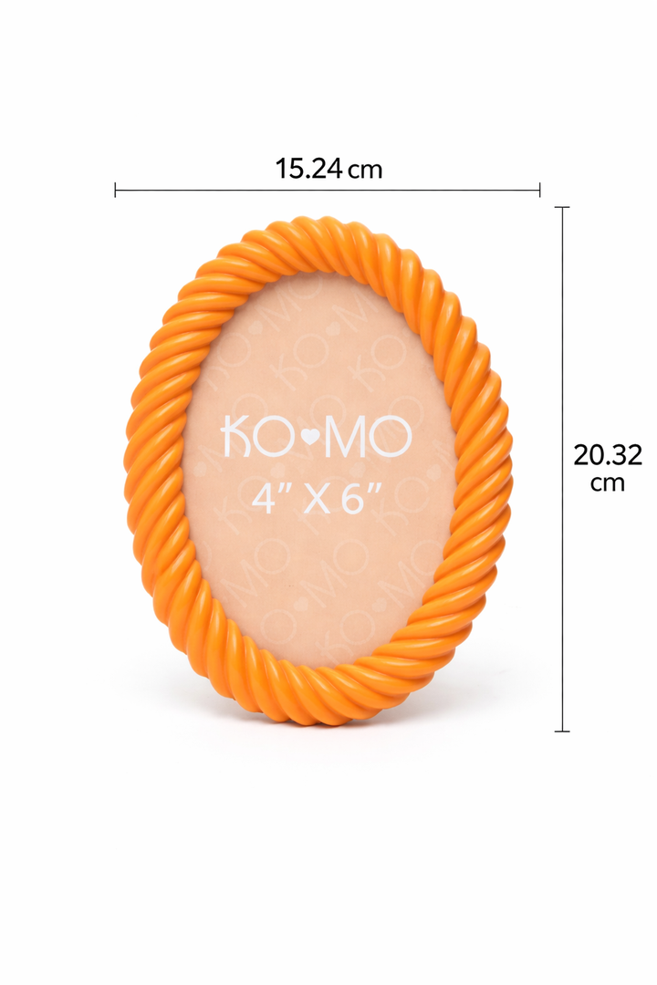 Orange Terrazzo Oval Resin Photo Frame 4x6 Inch Glossy