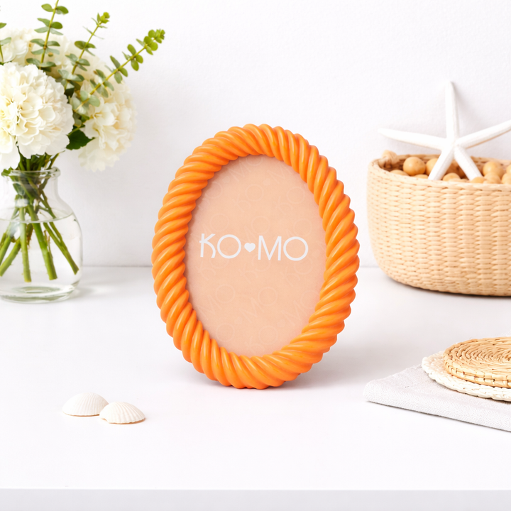 Orange Terrazzo Oval Resin Photo Frame 4x6 Inch Glossy