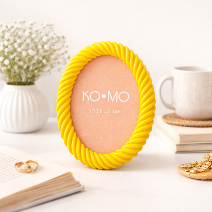 Yellow Terrazzo Oval Resin Photo Frame 4x6 Inch Glossy