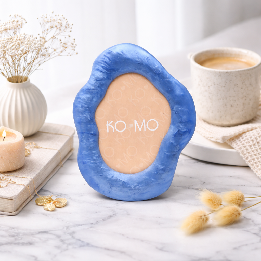 Blue Organic Shape Photo Frame 5x7 Inch Resin Décor