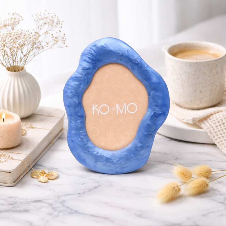 Blue Organic Shape Photo Frame 5x7 Inch Resin Décor