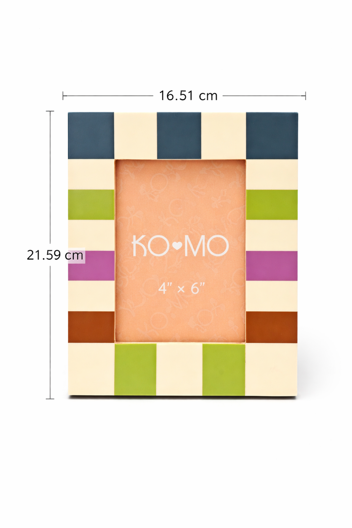 Checkered Resin Photo Frame 4x6 Inch Modern Glossy Décor