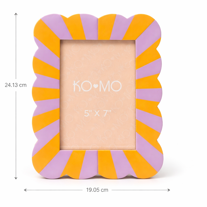 Purple & Orange Scallop Resin Photo Frame 5x7 Inch