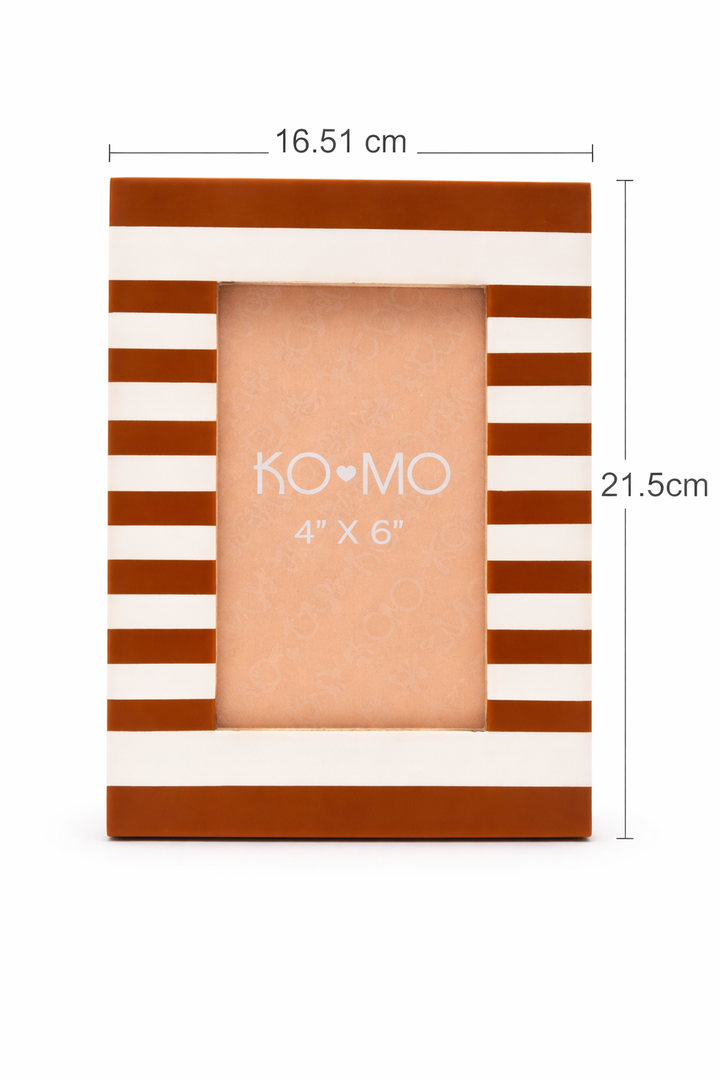Brown Striped Resin Photo Frame 4x6 Inch Modern MDF Décor