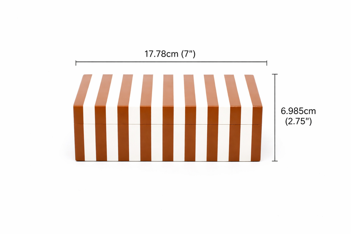Brown Striped Resin Storage Box MDF Decorative Organizer