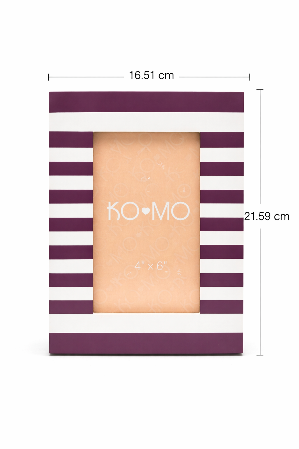 Purple Striped Resin Photo Frame 4x6 Inch Modern Tabletop