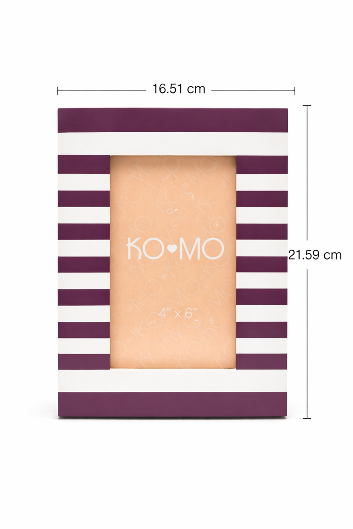 Purple Striped Resin Photo Frame 4x6 Inch Modern Tabletop