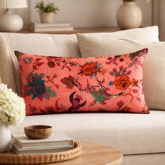 Velvet Eden Floral Cotton Cushion 35 x 60 cm