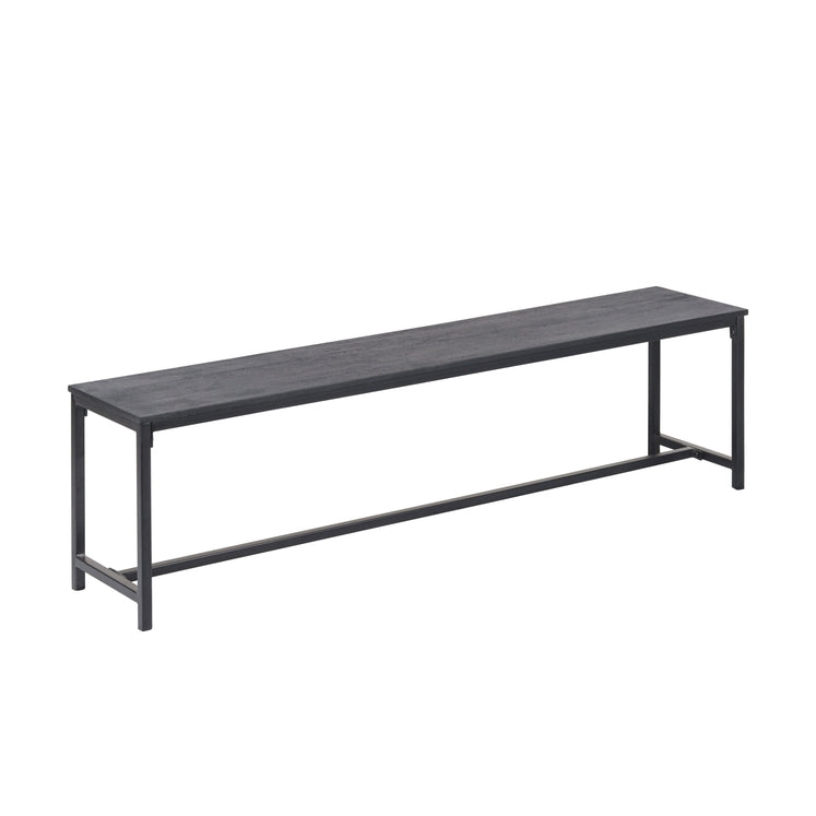 Brushed Charcoal Metal & Black Mango Wood Bench – Modern Industrial Design