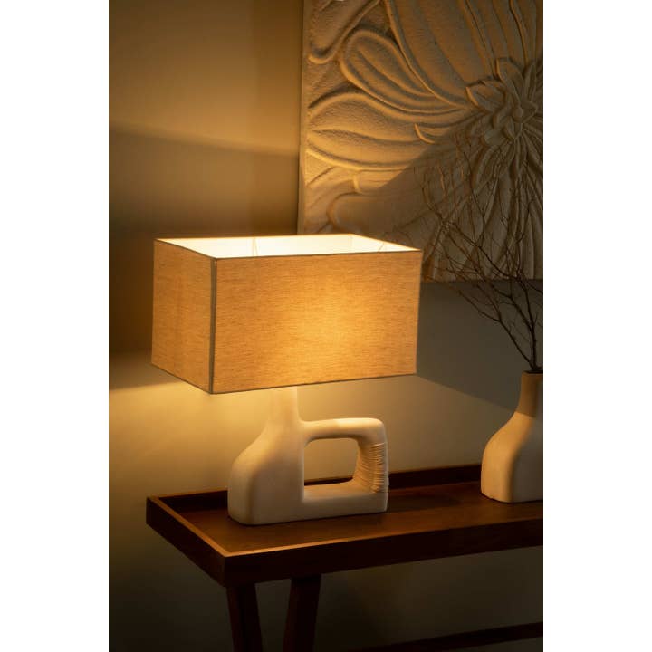 Sarafay Ecomix Handcrafted Small Table Lamp | Sustainable Eco-Friendly Cotton Shade Desk Light for Boho & Modern Homes