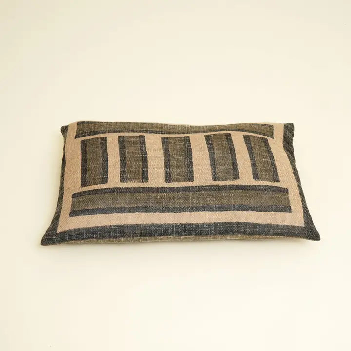 Handcrafted Jute Striped Cushion – Natural Textured Throw Pillow for Modern Interiors
