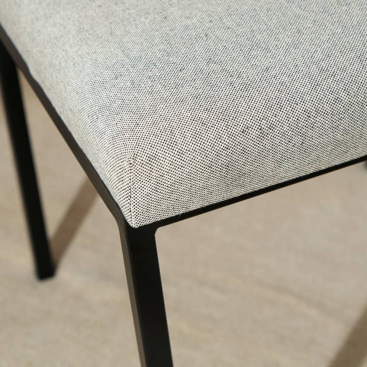 Modern Bouclé Dining Chair – Upholstered Dining Chair with Black Iron Frame | Grey