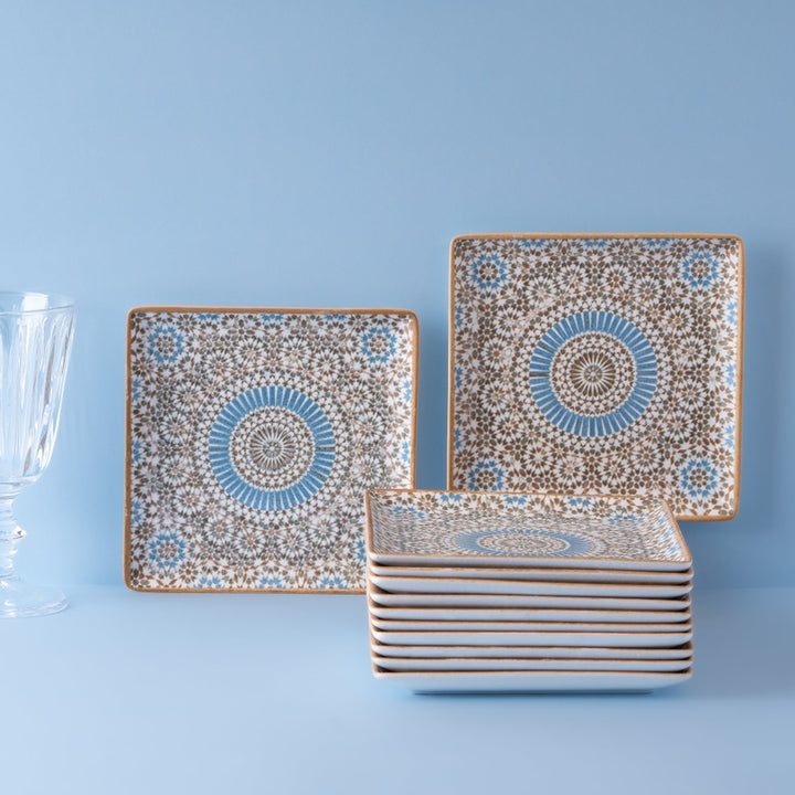 Cruise Tangier Juliet Square Porcelain Platter with Foot 21cm – Set of 6 | Moroccan Serving Platter | Professional Hospitality Tableware