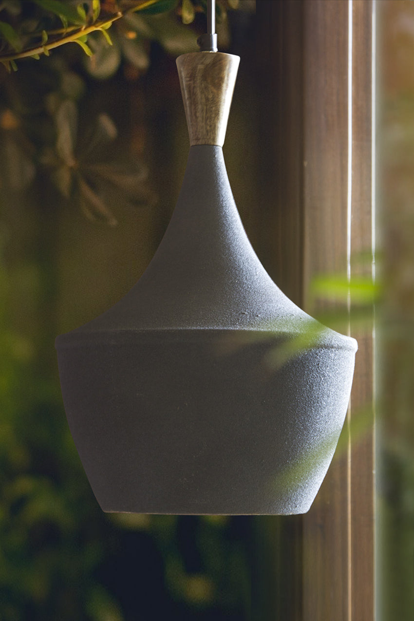 GRIS HANGING LAMP/ CLASSIC/HANGING LAMP/CONICAL/MANGO WOOD AND IRON