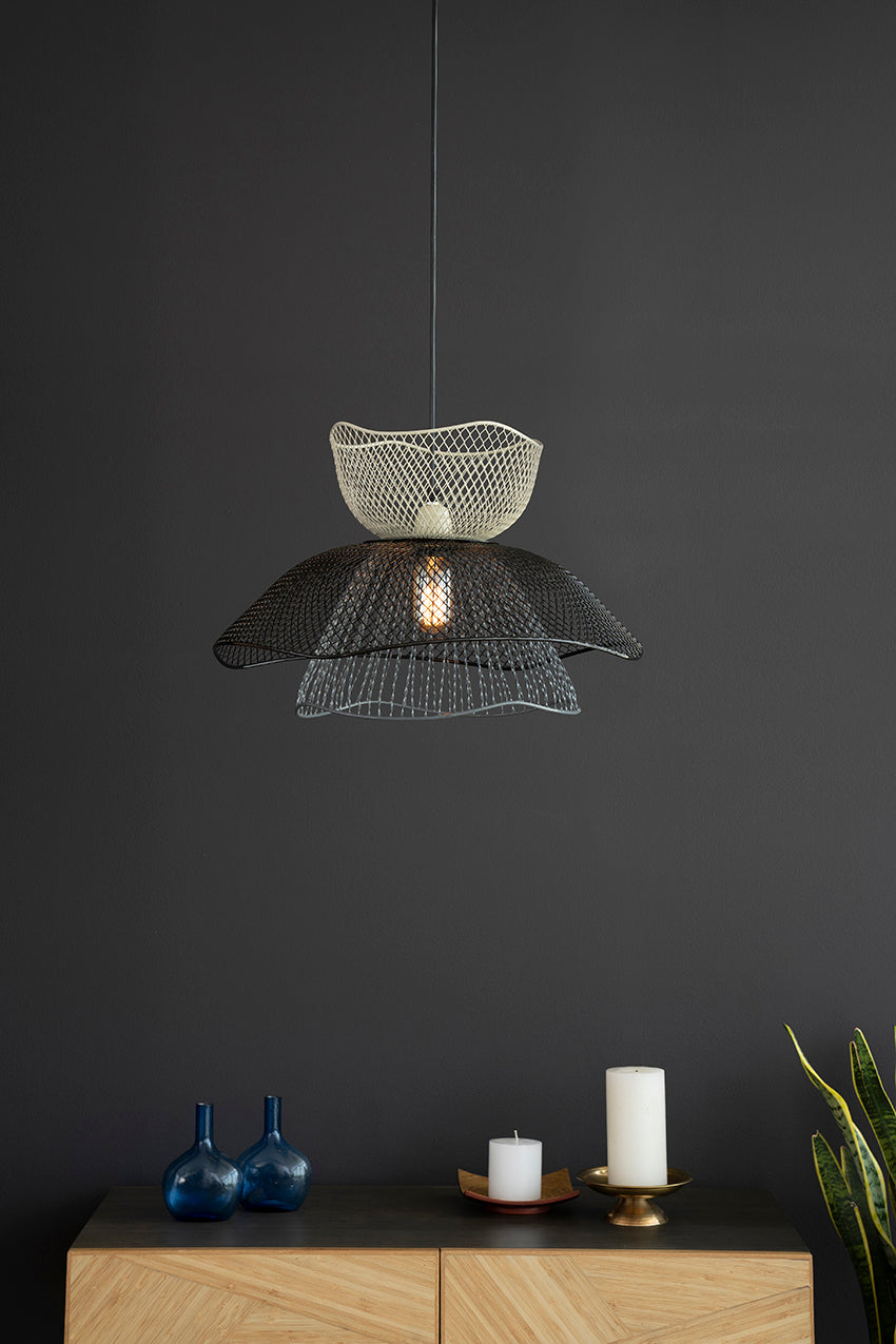 MALLAWI BLACK BLOOM/CLASSIC/HANGING LAMP/IRON/BLACK, GREY AND OFF WHITE_x000D_