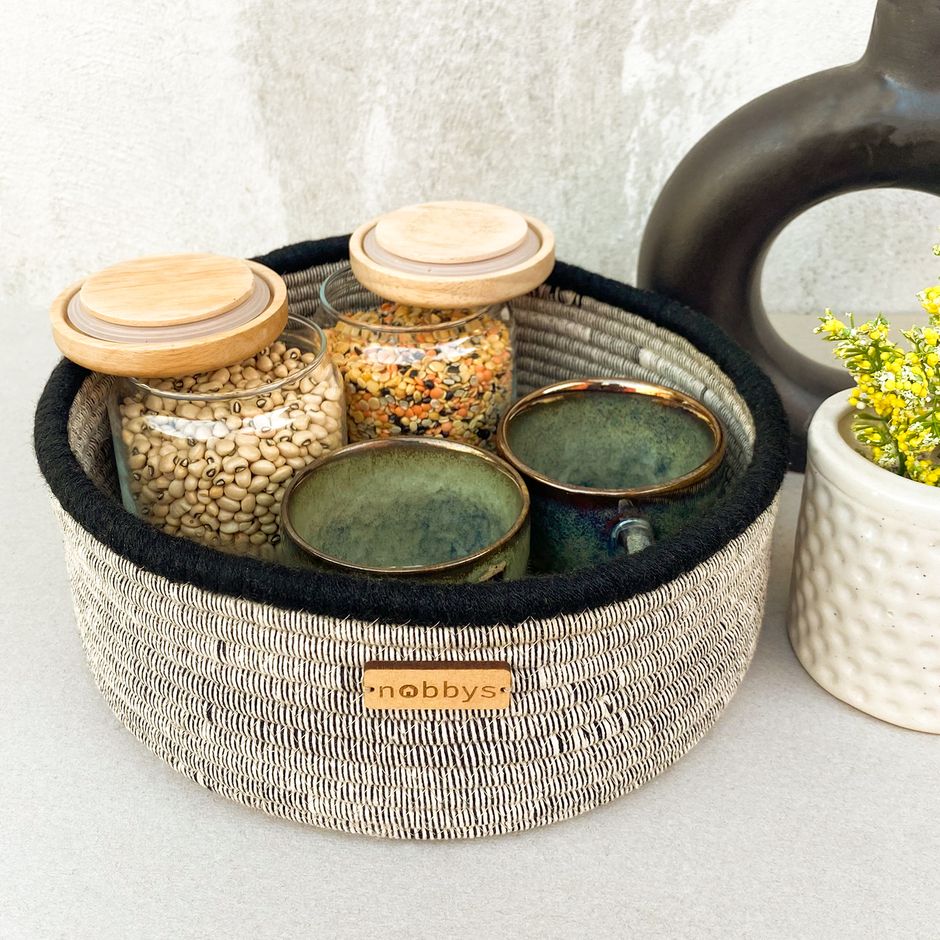 Grey Cotton Storage Basket - Versatile and Stylish Organizer