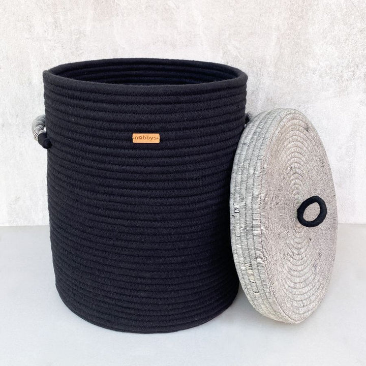 Black Cotton Laundry Basket with Lid – Stylish and Practical Storage Solution
