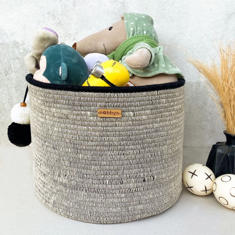Classic Monochrome Cotton Basket – Multipurpose Storage Solution