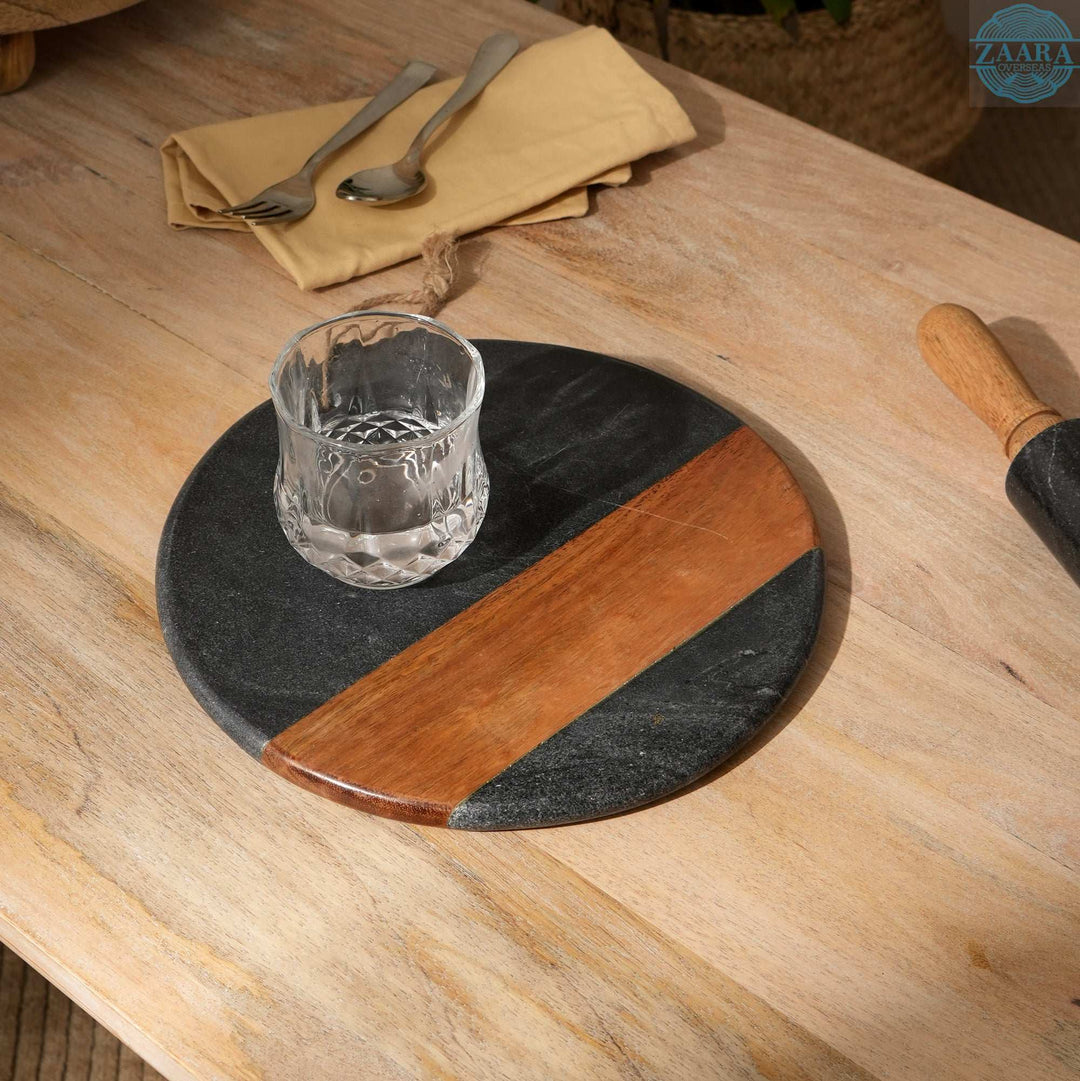 Gorgon Black Marble Wood Chopping Serving Board