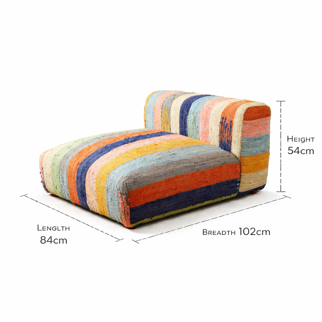 Striped Cotton Floor Daybed with Backrest Multicolor 102 cm