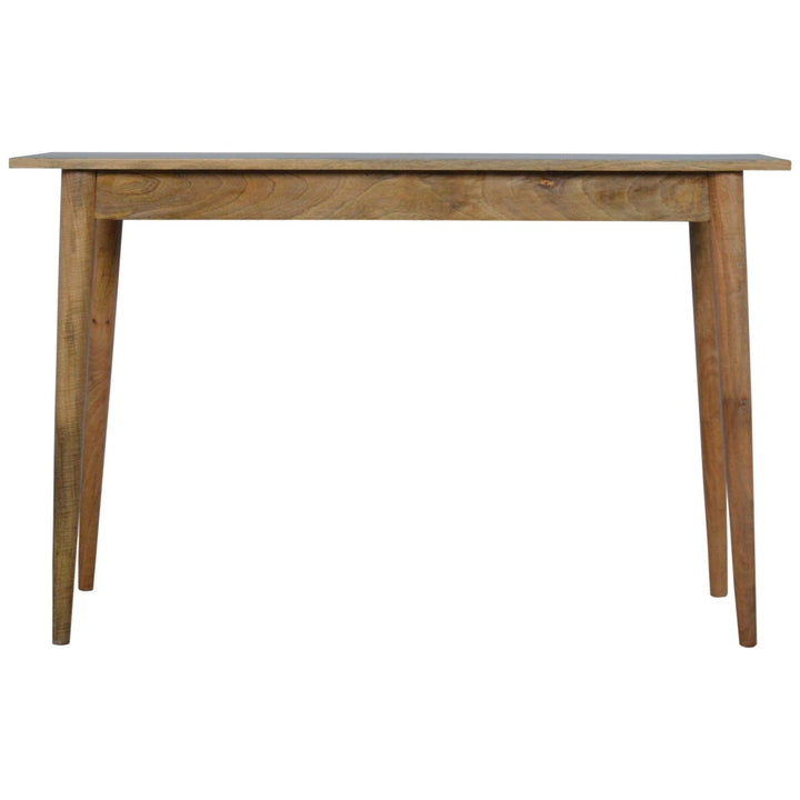 Beige Oak Veneer Solid Mango Wood Nordic Desk with 2 Drawers & Open Shelf