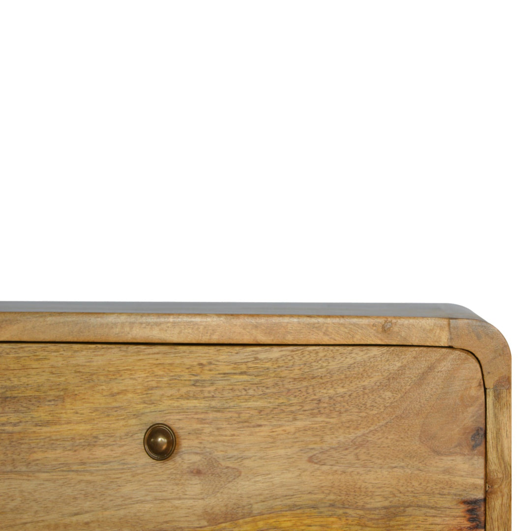 Solid Mango Wood Floating Wall-Mounted Nightstand with 2 Drawers | Oak Veneer Finish | 45 x 32 x 25 cm