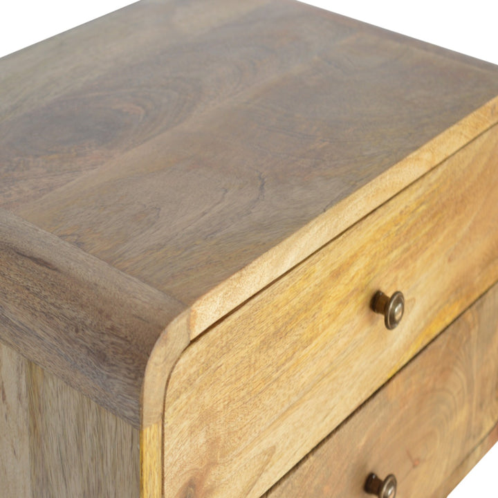 Solid Mango Wood Floating Wall-Mounted Nightstand with 2 Drawers | Oak Veneer Finish | 45 x 32 x 25 cm