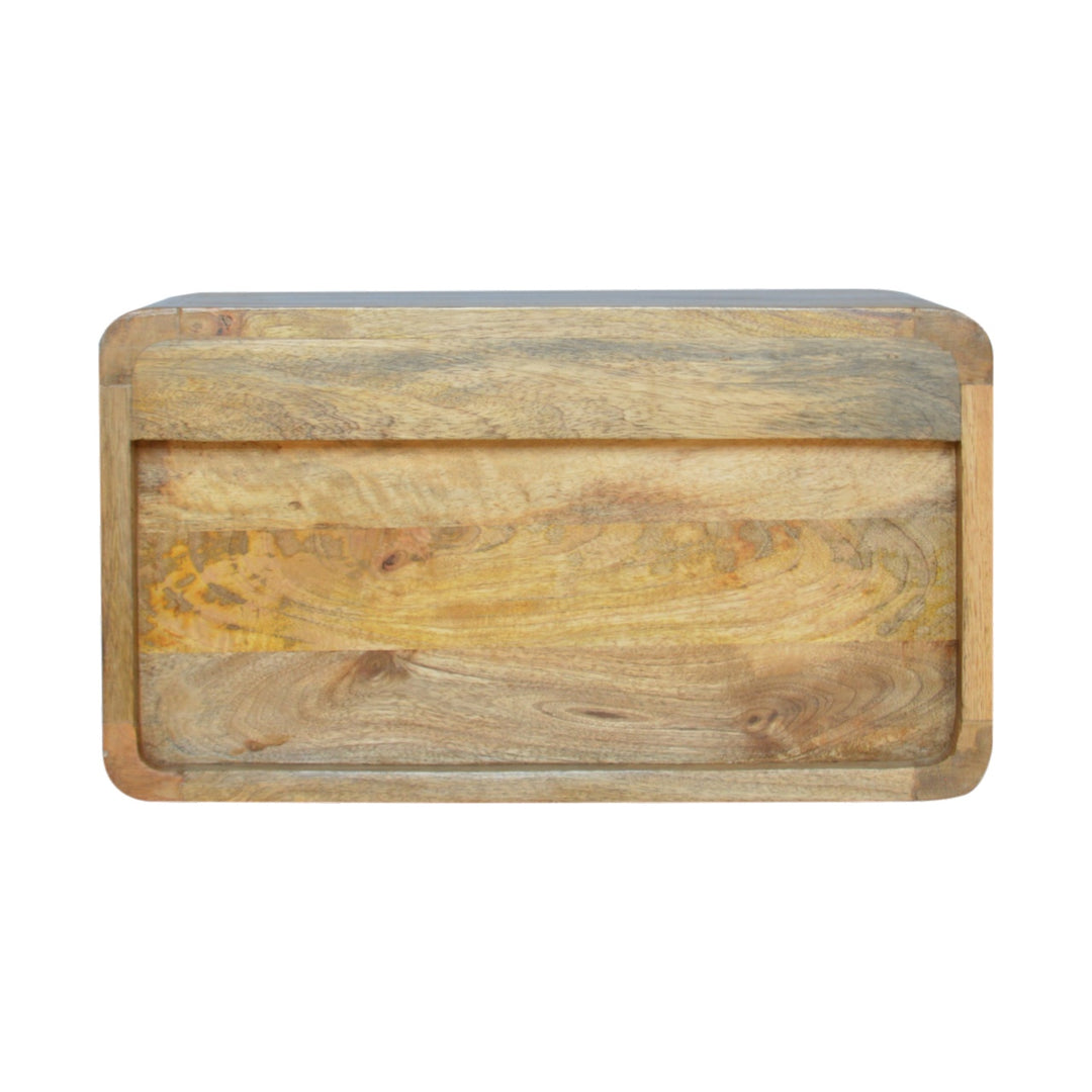 Solid Mango Wood Floating Wall-Mounted Nightstand with 2 Drawers | Oak Veneer Finish | 45 x 32 x 25 cm