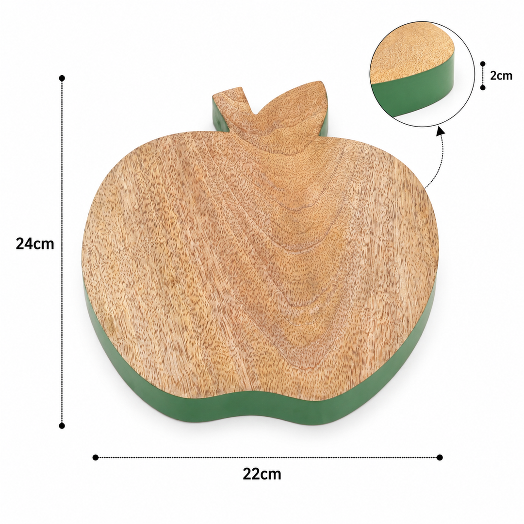 Apple Mango Wood Serving Board with Colour Edge Trim
