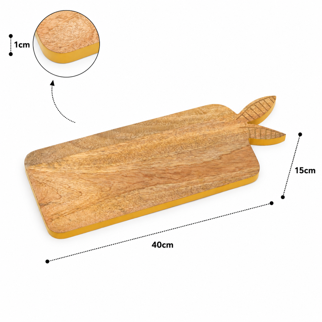 Bunny Mango Wood Serving Board with Colour Edge Trim