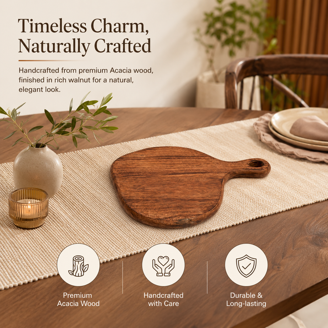 Rustic Loop Chopping Board in Acacia Wood 22x32 cm