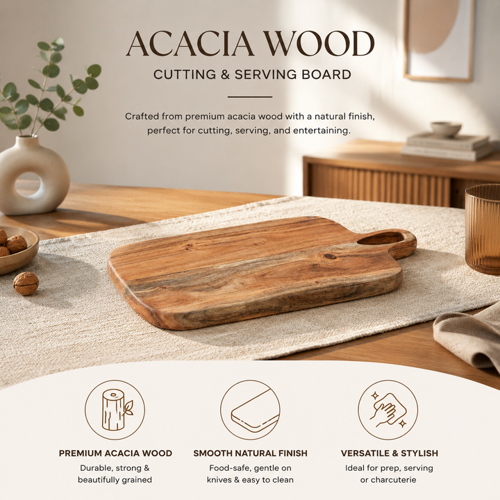 Loop Grid Chopping Board in Natural Acacia Wood 20x40 cm