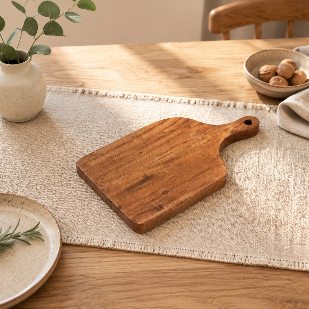 Solid Acacia Wood Chopping Board with Handle 24x40cm