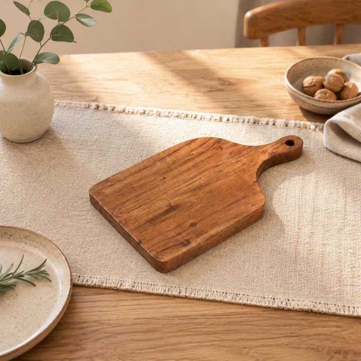 Solid Acacia Wood Chopping Board with Handle 24x40cm