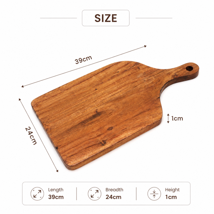 Solid Acacia Wood Chopping Board with Handle 24x40cm