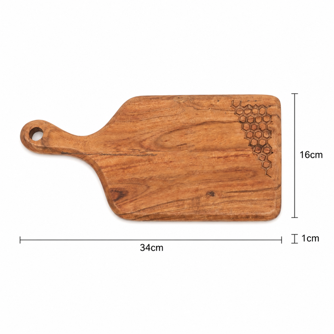Square Grip Acacia Wood Chopping Board with Handle 17x35cm