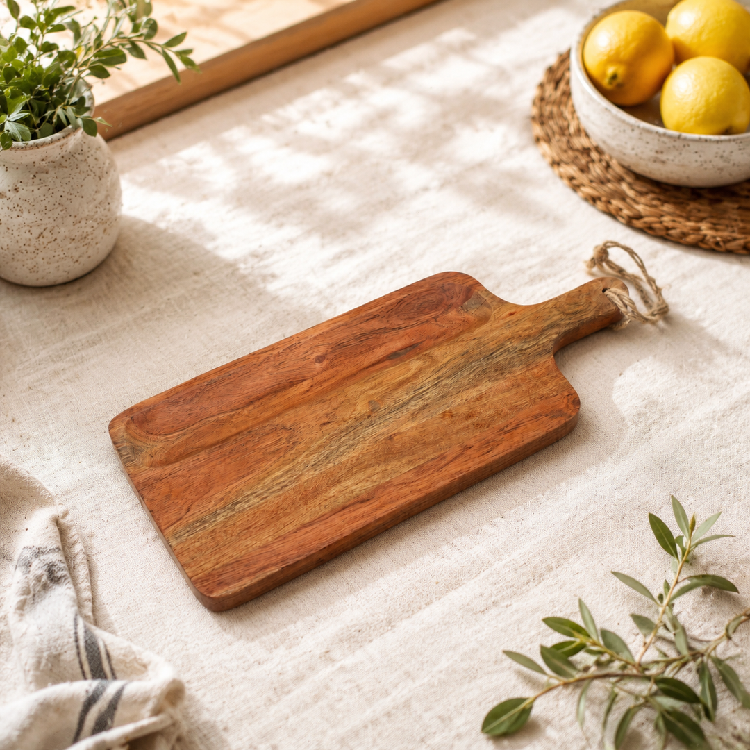 Classic Acacia Wood Chopping Board with Handle 20x45cm