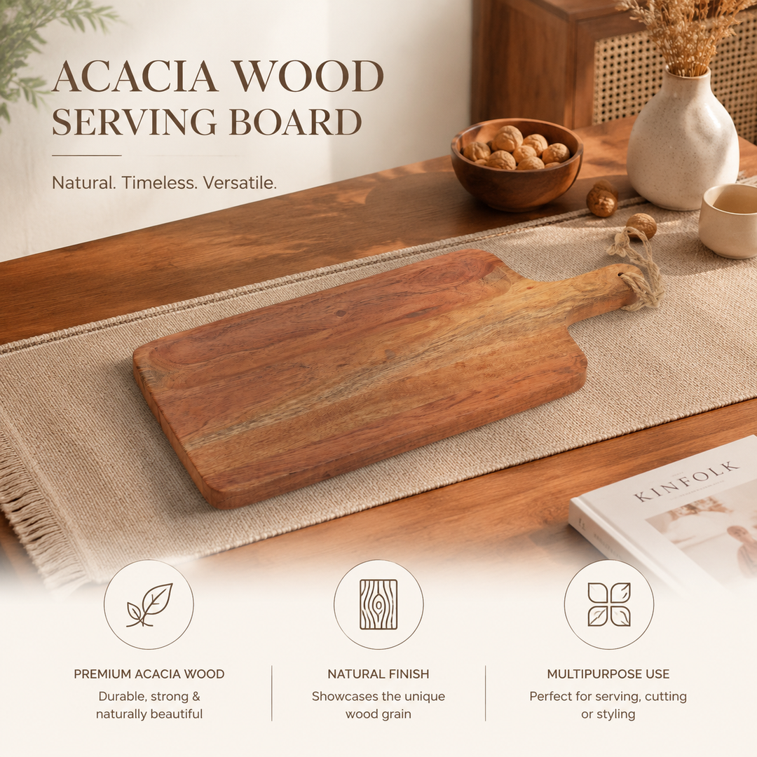 Classic Acacia Wood Chopping Board with Handle 20x45cm
