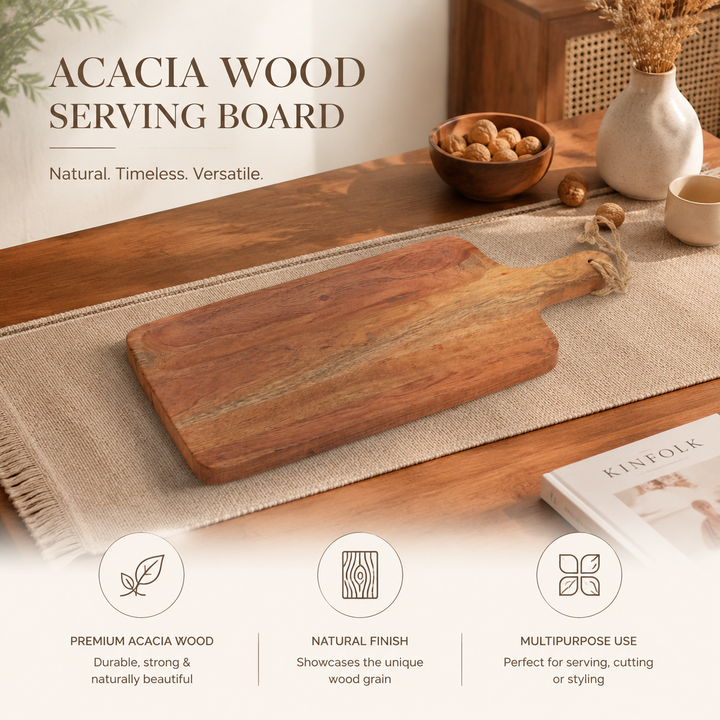 Classic Acacia Wood Chopping Board with Handle 20x45cm