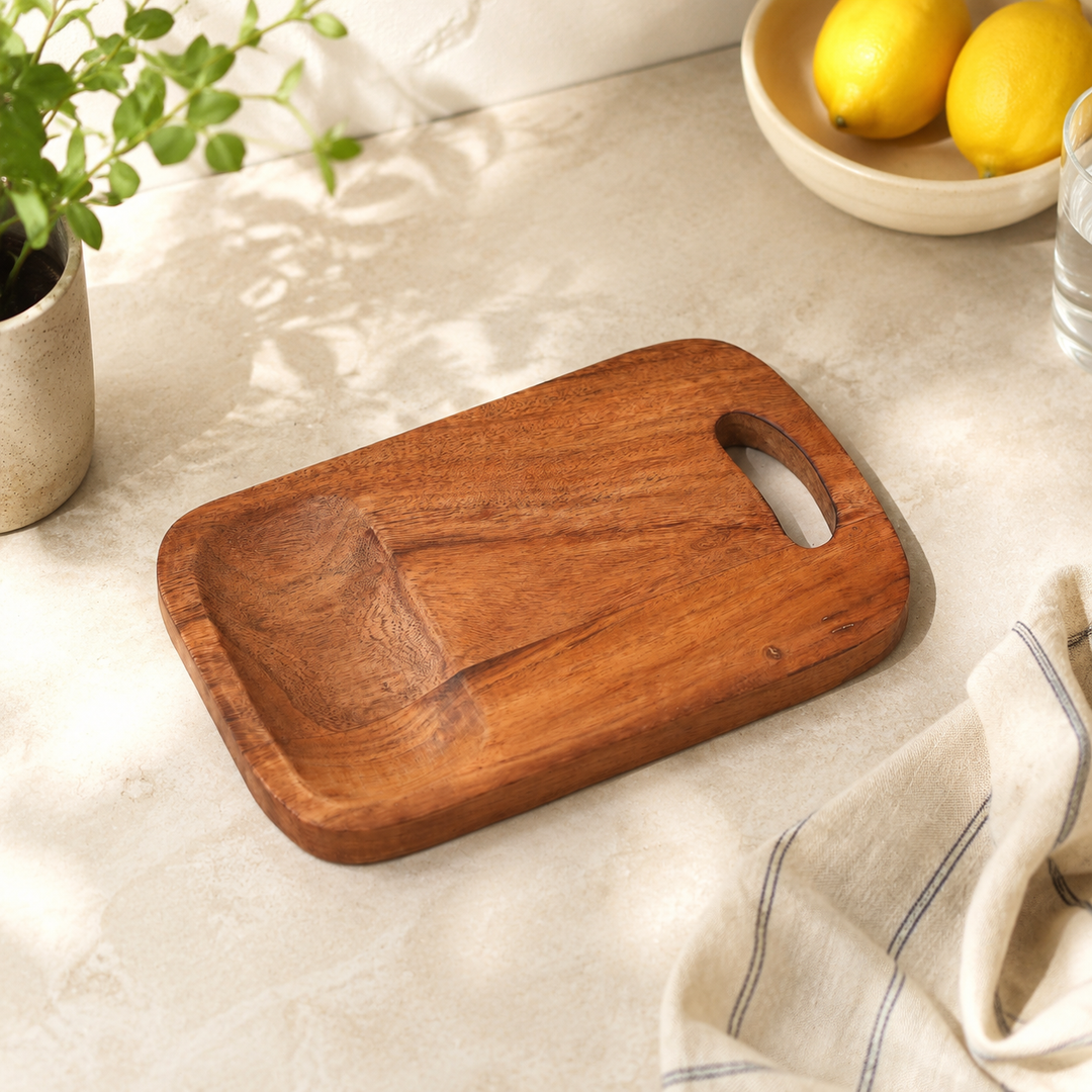 Acacia Wood Serving & Chopping Board with Grip Handle