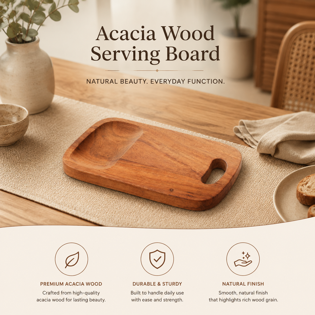 Acacia Wood Serving & Chopping Board with Grip Handle