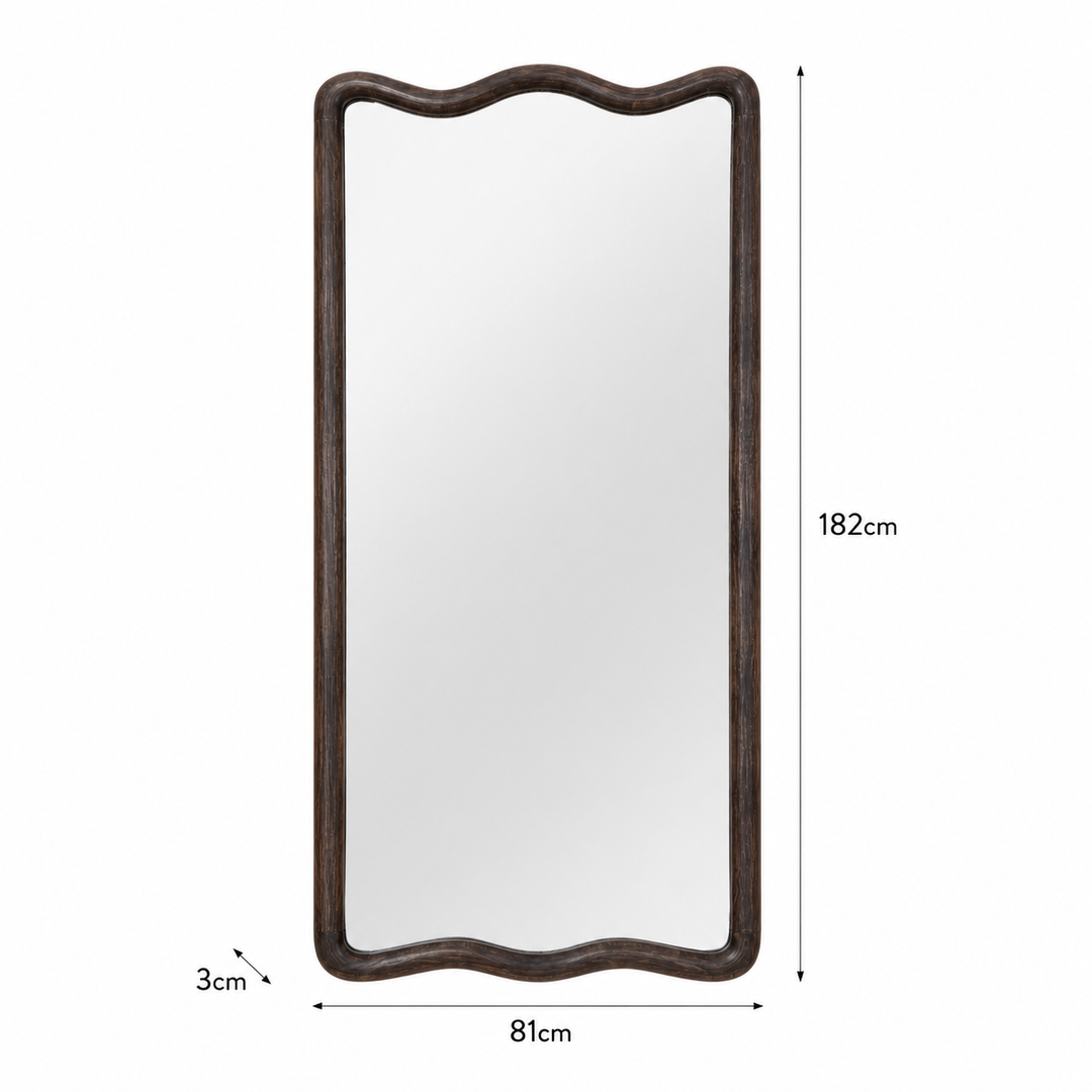 Soft Wave Full Length Mirror in Solid Mango Wood 80x180 cm