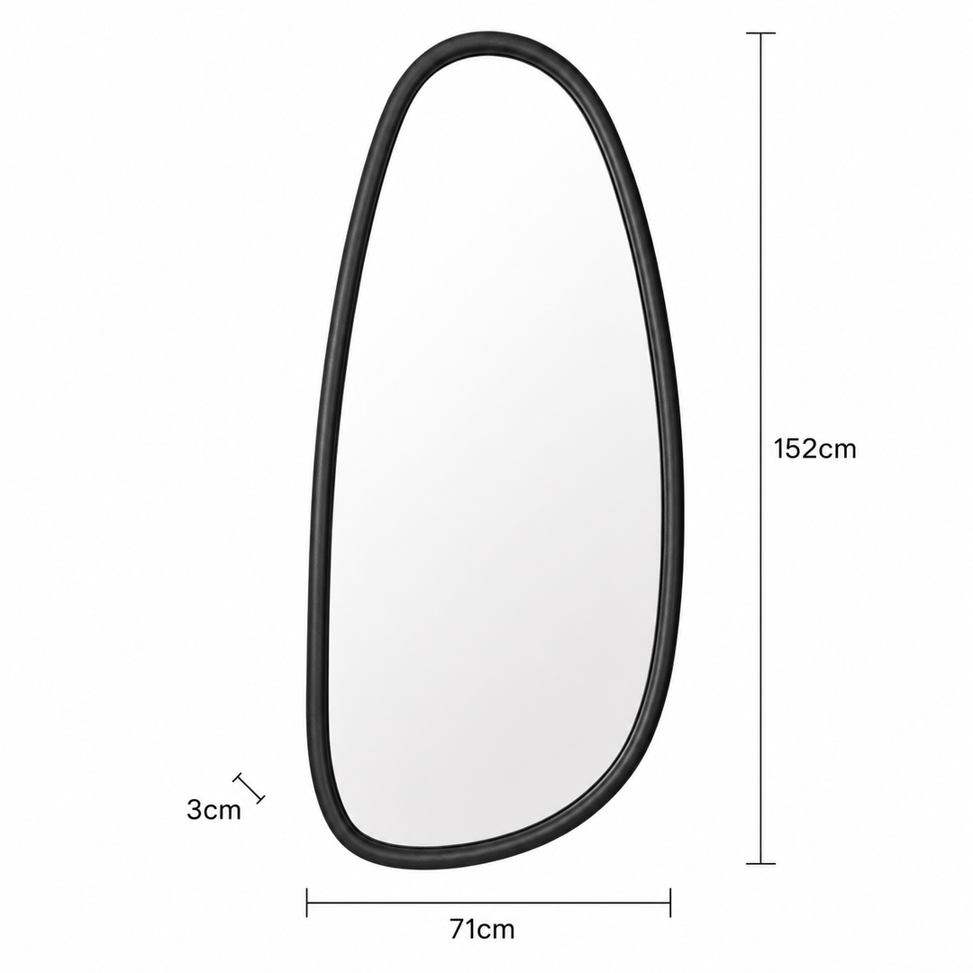 Abstract Shape Wall Mirror in Black Wash Mango Wood Frame