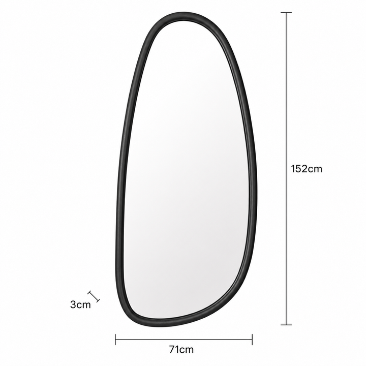 Abstract Shape Wall Mirror in Black Wash Mango Wood Frame